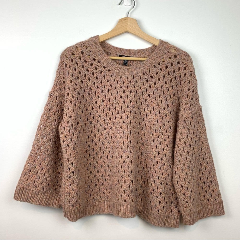 Eileen Fisher Chunky Knit Sweater Alpaca Pink Sz XS Oversized Lagenlook Soft